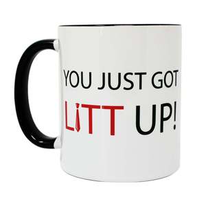 Tu viens de te faire tailler une taille plus! Tasse moderne en grès artisanal de 400 ml, sûre, personnalisable par sublimation, avec cuillère, idéale pour les fêtes - Product Image 1