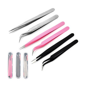 แหนบต่อขนตาคุณภาพสูง สแตนเลส ปลายโค้งแหลม สำหรับต่อขนตาแบบเส้นใย ใช้งานได้หลากหลาย ทนทาน - Product Image 1