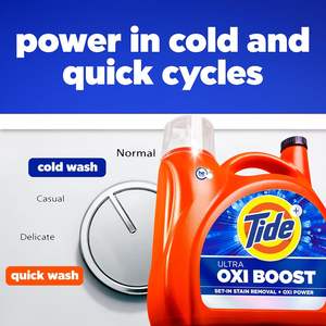 Detergente Líquido para Ropa Tide Ultra Oxi Boost, 148 fl oz, 105 Lavados, Quitamanchas Avanzado con Poder Extra de Oxi - Product Image 3
