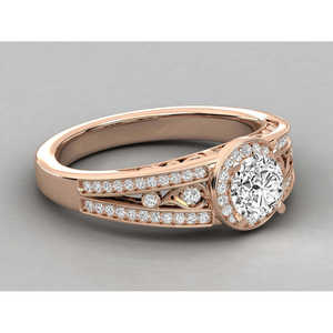 Bague solitaire en or 14 carats avec diamant pour femmes, élégante bague de fiançailles avec diamant - Product Image 1
