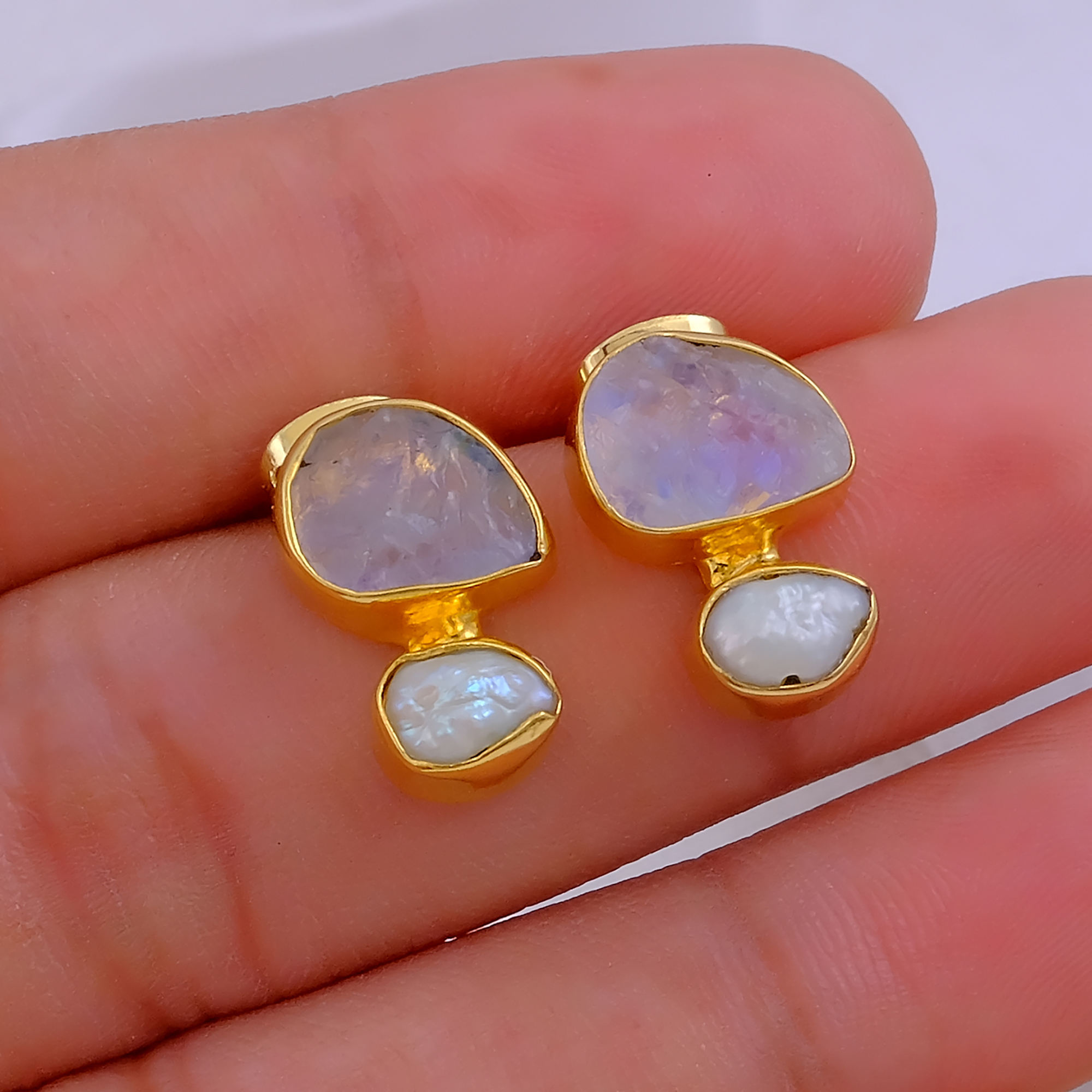 Rainbow Moonstone with Pearl