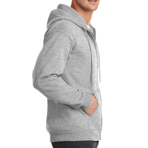 Unisex Fleece Full Zip Hooded <b>Sweatshirt</b> Hoodie Ash <b>Grey</b> - Product Image 3