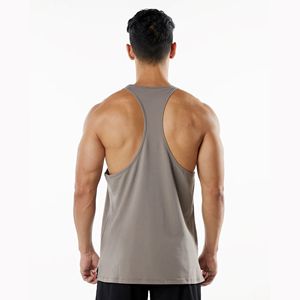 Camisetas sin mangas de algodón 100% para hombre, ajuste relajado que absorbe el sudor y transpirable, escote de corte bajo, espalda cruzada abierta, dobladillo escalonado de cedro - Product Image 5