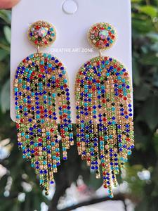 Bijoux fantaisie boucles d'oreilles brodées perlées d'Inde boucles d'oreilles faites à la main pour femmes et filles look classique boucles d'oreilles bohème - Product Image 6