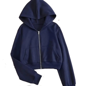 Sweat à capuche zippé pour femme de haute qualité, 100% coton molletonné, manches courtes, tendance, vêtement d'extérieur tendance, coupe ample aux épaules - Product Image 6