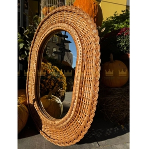 Gran oferta, espejo de ratán ovalado moderno, arte de pared tejido a mano para decoración para sala de estar, forma personalizada en Vietnam - Product Image 1