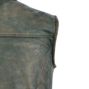 Gilet en cuir sans manches pour hommes, taille Plus, à la mode, gilet en cuir de moto pour hommes gilet en cuir de vache - Product Image 5