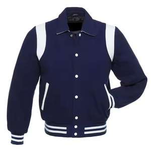 Chaqueta Varsity de Béisbol para Hombre de Alta Calidad, Fabricada por OEM, con Mangas de Cuero y Bordado Personalizado, Chaqueta de Invierno para Hombre - Product Image 3