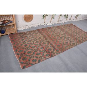 Vintage Large Area Turkish Rug 4.3 X 9.7ft Beige <b>Red</b> Patchwork Design Wool Material <b>Latex</b> Backing Abstract for Teens Room Rug - Product Image 3