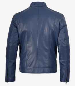 Chaqueta de Cuero para Hombre, Estilo Motero, Azul, 2025 - Product Image 3