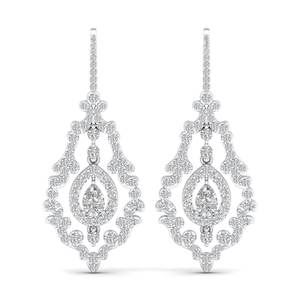 REYES Prix de gros Boucles d'oreilles pendantes en or massif 14 carats avec diamant de laboratoire CVD taille poire de 2,8 carats pour femmes Bijoux fins - Product Image 2