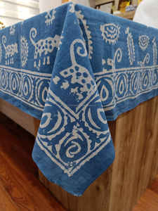 Indigo Real hecho a mano 100% algodón bloque impreso mantel CT gasa cubierta de mesa Premium manteles - Product Image 2