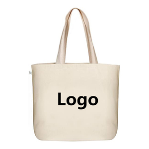 Bolso de lona plegable natural reutilizable con impresión de logotipo personalizado al por mayor bolso de compras de algodón bolso de mano liso para mujer - Product Image 6