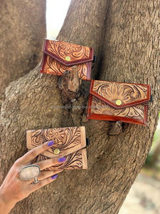 กระเป๋าสตางค์หนังลายดอกทานตะวันขนาดเล็กสำหรับผู้หญิง, กระเป๋าสตางค์หนังแท้ลายดอกทานตะวันขนาดเล็กพร้อมพวงกุญแจ - Product Image 3