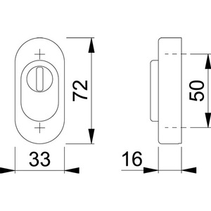 Poignée de porte ovale en acier inoxydable F69 avec cache-cylindre 16 mm d'épaisseur HOPPE Rosette E55S-ZA - Product Image 3