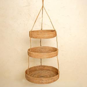 Small rattan fruit <b>hanging</b> <b>basket</b> container weave storage <b>baskets</b> kitchen organizer <b>accessory</b> - Product Image 2