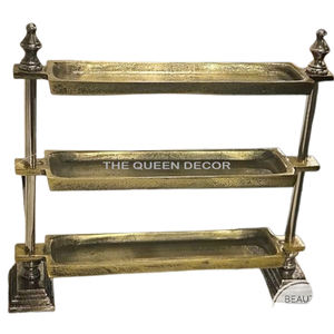 ถาดเสิร์ฟเหล็กโลหะสำหรับตกแต่งงานโบราณดีไซน์ลายนูนรูปทรงกลมของแท้ - Product Image 2