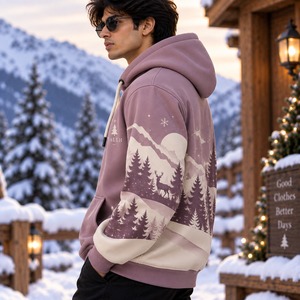Sudadera con Capucha Personalizada con Estampado Bordado Inspirado en la Navidad, Sudadera de Invierno 100% Algodón Felpa, Unisex, Venta al Por Mayor, Ropa OEM - Product Image 4