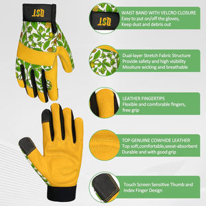Women's Cowhide <b>Leather</b> Safety <b>Gloves</b> Thorn Proof Puncture Resistant Touchscreen Compatible Custom Logo for <b>Gardening</b> Working - Product Image 2