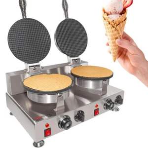 Machine à gaufres ronde électrique commerciale pour la crème glacée |   Gaufrier en acier inoxydable avec arrêt automatique et nettoyage automatique 1000-1500W - Product Image 4