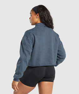 Jersey de Yoga con media cremallera y cuello levantado de Invierno para mujer, sudadera con logotipo frontal, algodón cálido para entrenamiento de correr - Product Image 2