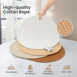 Napperon en corde de coton de meilleure conception de thème Vaisselle décorative arrondie pour les fêtes et autres fonctions Tapis et coussinets - Product Image 2