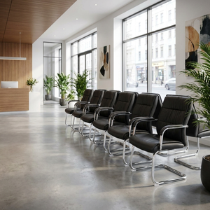Los Angeles Chaise d'attente en cuir écologique noir pour diverses applications Réception Centre commercial Bureau Hôpital Salon Aéroport - Product Image 2