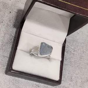 Rough Women's Ring Natural <b>Labradorite</b> Gemstone Dual Band Christmas Birthday Gift Handmade <b>Jewelry</b> 925 Sterling Silver Ring - Product Image 5