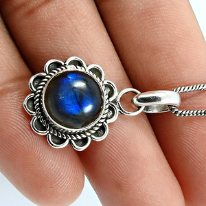 Collier en argent sterling 925 de meilleure qualité Pendentif parfait Cadeaux de mariage Pierre précieuse de labradorite naturelle Bijoux en argent 925 - Product Image 3