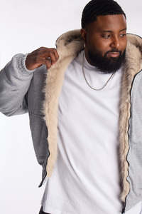 Veste en polaire à capuche décontractée pour homme, automne, épaisse, coupe-vent, 100% coton, imprimé personnalisé, fermeture éclair, manches régulières - Product Image 3