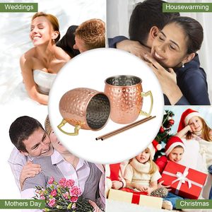 Tazas de cerveza a granel de 450mL a 550ml, juego de tazas de cobre de mula de Moscú para beber cóctel, regalo de aniversario de boda Premium - Product Image 4