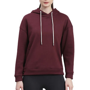 Sweat à capuche pour femme, style décontracté, doublure en polaire respirante 100% coton, cordon de serrage, confortable, long devant, pour l'extérieur, hiver - Product Image 1