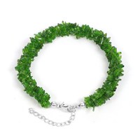 Diopside – Bracelet de plage en perles de pierre à puce verte, délicat, délicat, bohème