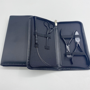 Titanium Black Hair Extension Tools Kit with Micro Beads Closer Plier Loop <b>Threader</b> Scissors Weaving <b>Needles</b> and Clips OEM - Product Image 2