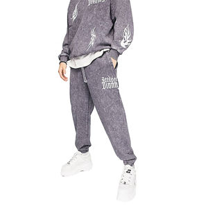 Survêtement personnalisé délavé à l'acide Ensemble de survêtement de jogging 100% coton pour hommes Pantalon de survêtement brodé Sweats à capuche Plus Size Distressed Winter - Product Image 3