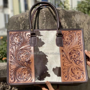 Bolso de mano de piel de vaca auténtica de Nuevo diseñador, bolso de cuero elegante, bolsos tallados a mano para mujer, multiusos - Product Image 4