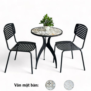 Juego de Muebles de Jardín Minimalistas Modernos para Exteriores, 1 Mesa y 2 Sillas, Duraderos, de Material PE, para Almacén y Comedor - Product Image 4