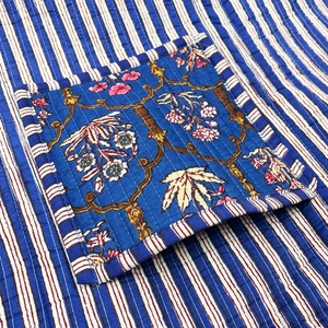 Blue Bohemian Quilted Shoulder Tote Handbag Fashionable Customizable Zipper Canvas <b>Bag</b> for Women's Travel and Shopping - Product Image 3