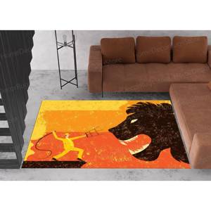 Tapis imprimé Lion Tamer Painting - Décoration douce, colorée et personnalisée, tapis fin non tissé - Product Image 1