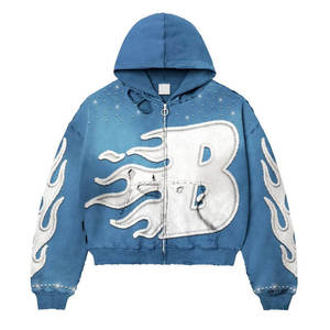 Ensemble de survêtement décontracté 2 pièces personnalisé pour l'hiver, en molleton de coton épais, effet délavé soleil, style empilé - Product Image 2