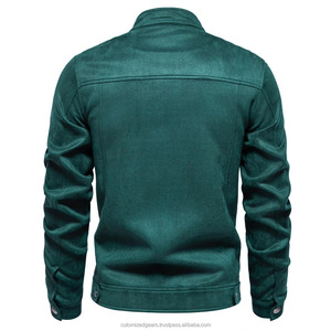 Veste en Daim à Col Montant et Fermeture Éclair pour Homme, Veste de Camionneur en Faux Cuir Décontractée à la Mode, Manteau pour Hommes - Product Image 3