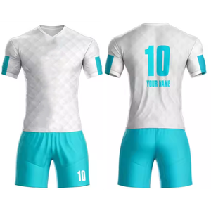 ชุดเสื้อฟุตบอลพิมพ์ลายแบบถ่ายเทความร้อนชุดเสื้อฟุตบอลสีโพลีเอสเตอร์แบบกำหนดเองสำหรับชายและหญิง100% ยืดป้องกันแบคทีเรีย - Product Image 1