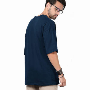 Camiseta de Manga Corta para Hombre de la Mejor Calidad, Color Azul Marino, Corte Ajustado, Cuello Redondo, Hecha de Algodón, Ropa Casual para Adultos - Product Image 3