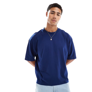 เสื้อยืดผ้าฝ้ายบ็อกซี่100% ลำลองสำหรับผู้ชายลายดอกไม้สีกรมท่าเสื้อยืดคอกลมลายดอกไม้สำหรับนายกเทศมนตรี - Product Image 4