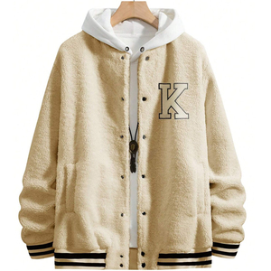 เสื้อแจ็คเก็ตมีฮู้ดสำหรับผู้ชาย, ใหม่เสื้อแจ็คเก็ตแขนยาว100% ขนแกะขนาดใหญ่สำหรับฤดูหนาวกำหนดโลโก้ได้ตามต้องการ - Product Image 1