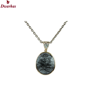 Custom ODM OEM fina joyería de lujo de alta calidad chapado en oro 925 Plata negro rutilo CZ multi piedra colgante collar para las mujeres - Product Image 1