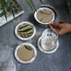 Brass Coaster 4 Inch <b>Round</b> and Shape Coasters 6Pcs/Lot Creative Drink Coasters Set Customized Design Piece - Product Image 4