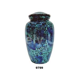 Urna de cremación de aluminio de vidrio de mosaico de arrecife azul, urna funeraria hecha a mano para cenizas humanas, urna grande para entierro de adultos con bolsa gratis - Product Image 1