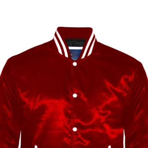 OEM Custom Autumn Color 80s Fashion Satin Stand Collar Starter Ribbed Elastic Cuff Varsity Jacket College High Street Style - Product Image 5