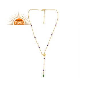 Collar con cuentas de múltiples piedras preciosas naturales chapadas en oro de 18 quilates de plata esterlina de la mejor calidad, fabricante de joyería fina Demi - Product Image 1